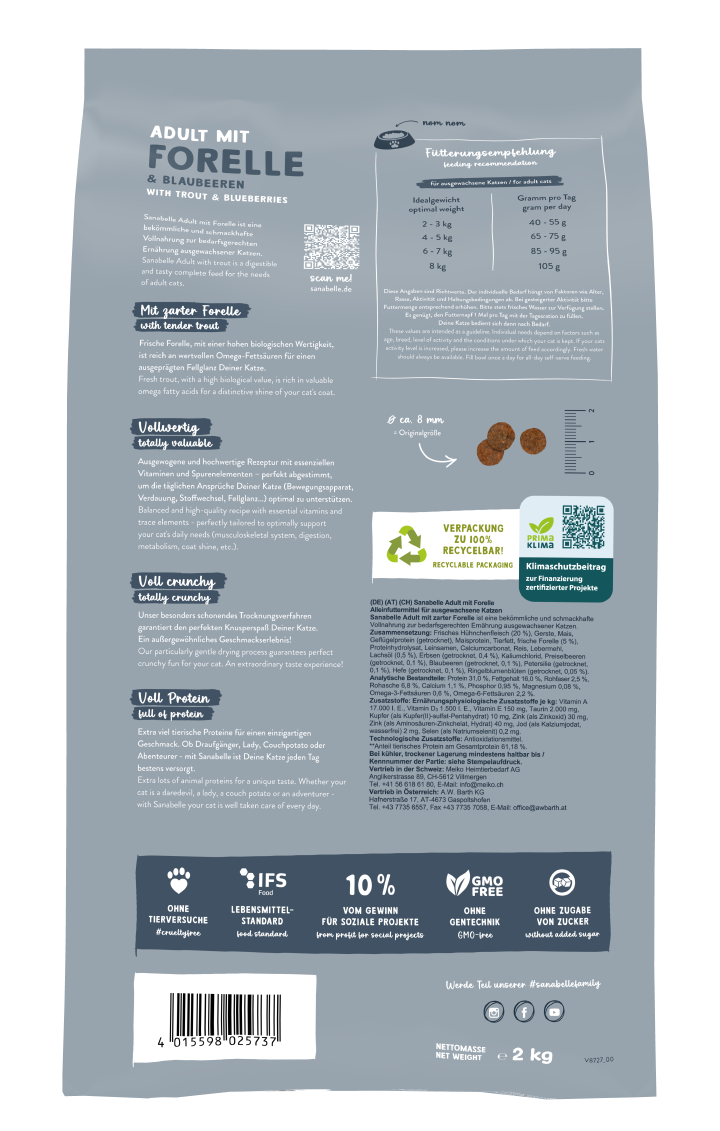 Sanabelle Katzen-Trockenfutter Adult mit Forelle